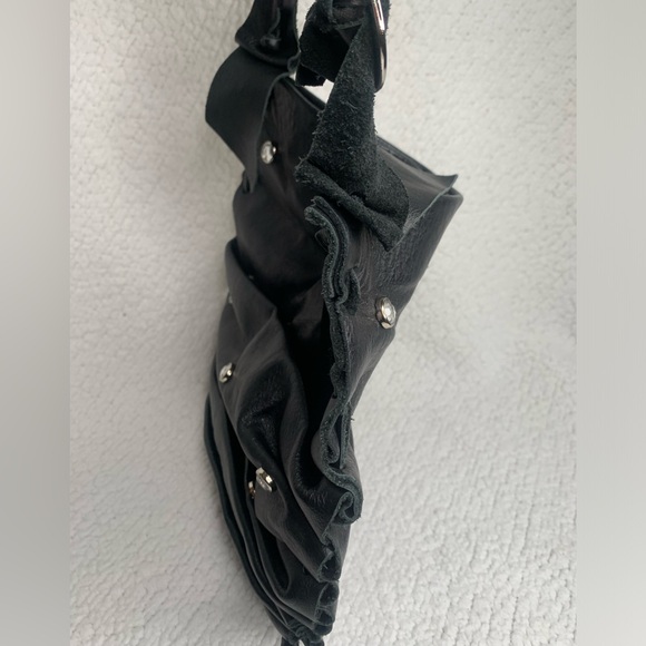 DAVID GALEN WOMENS SCRUNCHED LEATHER SHOULDER BAG PURSE WITH BLING - Picture 5 of 14